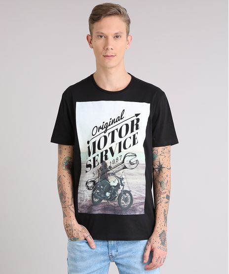 Camiseta-Masculina--Motor-Service--Manga-Curta-Gola-Careca-Preta-9081147-Preto_1