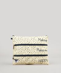 Necessaire-Feminina-Estampada-de-Poas-com-Guaxinim--Amarela-9236890-Amarelo_1