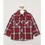 Camisa Infantil de Flanela Festa Junina Estampada Xadrez Manga Longa Vermelha