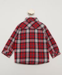 Camisa Infantil de Flanela Festa Junina Estampada Xadrez Manga Longa Vermelha vista costas
