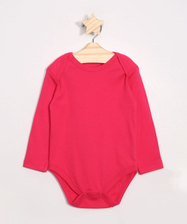 Body Infantil de Algodão Básico Manga Longa Rosa Escuro 9-12