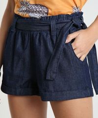 Short-Jeans-Feminino-Clochard-Cintura-Alta-com-Faixa-para-Amarrar-Azul-Escuro-8613500-Azul_Escuro_4