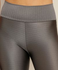 Calça Legging Feminina Texturizada Chumbo Ace Detalhe Cintura