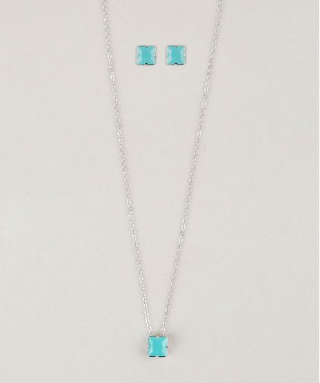 Kit-Feminino-de-Colar---Brinco-com-Pedraria-Prateado-9218464-Prateado_1