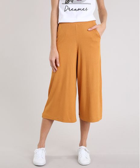 Calca-Feminina-Pantacourt-Canelada-Amarelo-Escuro-9242941-Amarelo_Escuro_1