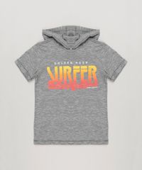 Camiseta-Infantil--Golden-Hour-Surfer--com-Capuz-e-Manga-Curta-em-Algodao---Sustentavel-Cinza-Mescla-9227616-Cinza_Mescla_1