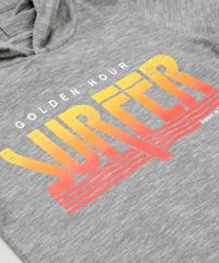 Camiseta-Infantil--Golden-Hour-Surfer--com-Capuz-e-Manga-Curta-em-Algodao---Sustentavel-Cinza-Mescla-9227616-Cinza_Mescla_3
