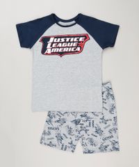 Pijama-Infantil--Liga-da-Justica--Manga-Curta-Cinza-Mescla-9133128-Cinza_Mescla_1