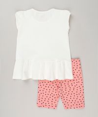 Conjunto-Infantil-de-Blusa--Paradise--com-Babado-Manga-Curta-Off-White---Bermuda-Estampada-em-Algodao---Sustentavel-Rosa-9235611-Rosa_2
