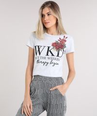 Blusa-Feminina--Weekend--com-Estampa-de-Flor-Manga-Curta-Decote-Redondo-Cinza-Mescla-Claro-9250289-Cinza_Mescla_Claro_1