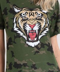 Blusa-Feminina-Longa-Tigre-Estampada-Camuflada-Manga-Curta-Decote-Redondo-Verde-Militar-8971715-Verde_Militar_4
