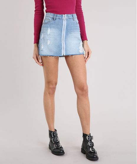 Saia-Jeans-Feminina-Destroyed-com-Ziper-de-Argola-Azul-Claro-9004687-Azul_Claro_1