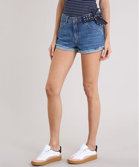 Short-Jeans-Feminino-Boy-com-Bandana-Estampada-de-Poa-Azul-Medio-9217864-Azul_Medio_1