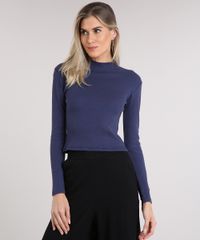 Blusa-Feminina-Gola-Alta-Basica-Canelada-Manga-Longa-Azul-Marinho-9164517-Azul_Marinho_1