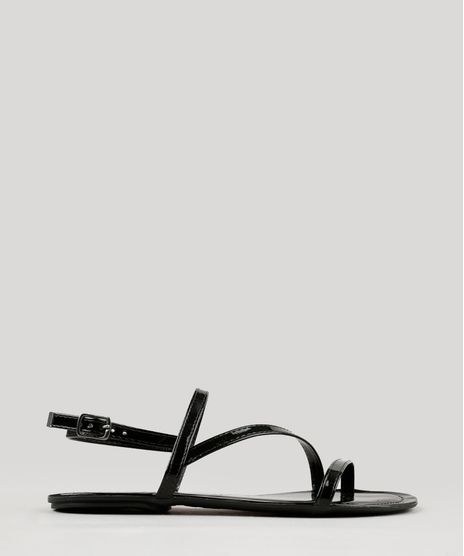 Rasteira-Feminina-em-Verniz-com-Tiras-Preta-9213032-Preto_1