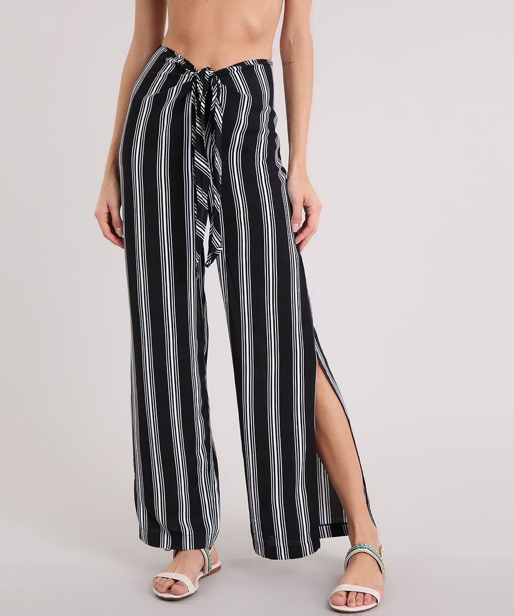 calça listrada feminina pantalona