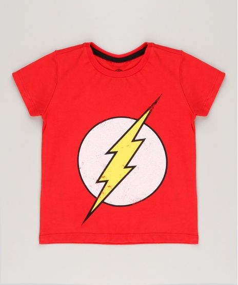 Camiseta-Infantil-The-Flash-Manga-Curta-Gola-Careca-em-Algodao---Sustentavel-Vermelha-9224669-Vermelho_1