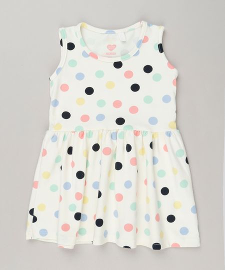 Vestido-Infantil-Estampado-de-Poa-Sem-Manga-Decote-Redondo-em-Algodao---Sustentavel-Off-White-9235604-Off_White_1