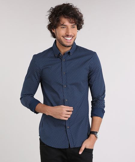 Camisa-Masculina-Slim-Estampada-Mini-Print-Manga-Longa-Azul-Marinho-9167870-Azul_Marinho_1