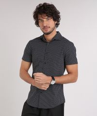 Camisa-Masculina-Slim-Estampada-Mini-Print-Manga-Curta-Preto-9050302-Preto_1