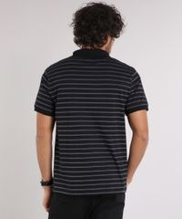 Polo-Masculina-Listrada-Manga-Curta-em-Algodao---Sustentavel-Preta-9209745-Preto_2