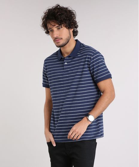 Polo-Masculina-Listrada-Manga-Curta-em-Algodao---Sustentavel-Azul-Marinho-9209745-Azul_Marinho_1