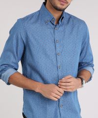 Camisa-Jeans-Masculina-Comfort-Estampada-Mini-Print-Manga-Longa-Azul-Medio-9049892-Azul_Medio_4