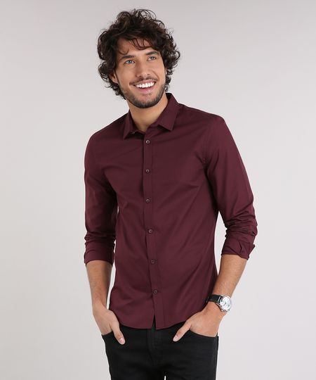 Camisa-Masculina-Slim-Manga-Longa-Vinho-7967961-Vinho_1 Camisa-Masculina-Slim-Manga-Longa-Vinho-7967961-Vinho_1