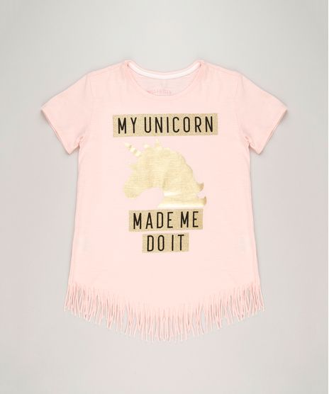 Blusa-Infantil-Unicornio-com-Glitter-e-Franjas-Manga-Curta-Decote-Redondo-em-Algodao---Sustentavel-Rose-9220296-Rose_1