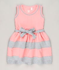 Vestido-Infantil-com-Laco-Sem-Manga-Decote-Redondo-em-Algodao---Sustentavel-Rosa-9236121-Rosa_1