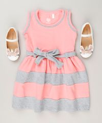 Vestido-Infantil-com-Laco-Sem-Manga-Decote-Redondo-em-Algodao---Sustentavel-Rosa-9236121-Rosa_3
