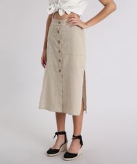 Saia-Midi-com-Botoes-e-Fendas-Kaki-9256338-Kaki_1