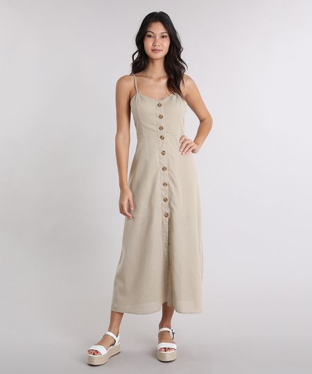 Vestido-Midi-com-Botoes-Alcas-Finas-Kaki-9256262-Kaki_1 Vestido-Midi-com-Botoes-Alcas-Finas-Kaki-9256262-Kaki_1
