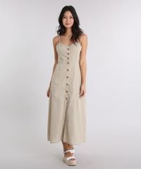 Vestido-Midi-com-Botoes-Alcas-Finas-Kaki-9256262-Kaki_4