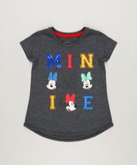 Blusa-Infantil-Minnie-com-Paete-Manga-Curta-Decote-Redondo-em-Algodao---Sustentavel-Cinza-Mescla-Escuro-9230156-Cinza_Mescla_Escuro_1