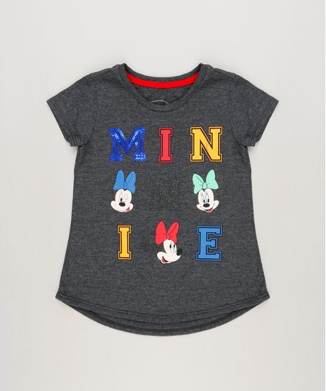 Blusa-Infantil-Minnie-com-Paete-Manga-Curta-Decote-Redondo-em-Algodao---Sustentavel-Cinza-Mescla-Escuro-9230156-Cinza_Mescla_Escuro_1