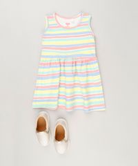 Vestido-Infantil-Listrado-Sem-Manga-Decote-Redondo-em-Algodao---Sustentavel-Amarelo-9235607-Amarelo_3