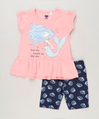 Conjunto-Infantil-de-Blusa-Estampada-de-Sereia-com-Babado-Manga-Curta-Rosa---Bermuda-Estampada-em-Algodao---Sustentavel-Azul-Marinho-9235610-Azul_Marinho_1