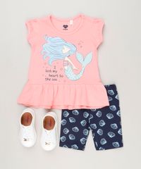Conjunto-Infantil-de-Blusa-Estampada-de-Sereia-com-Babado-Manga-Curta-Rosa---Bermuda-Estampada-em-Algodao---Sustentavel-Azul-Marinho-9235610-Azul_Marinho_3