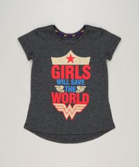 Blusa-Infantil-Mulher-Maravilha--Girls-Will-Save-The-World--com-Glitter-Manga-Curta-Decote-Redondo-Cinza-Mescla-Escuro-9230149-Cinza_Mescla_Escuro_1