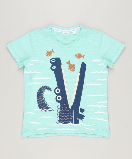 Camiseta-Infantil-com-Estampa-Interativa-de-Jacare-Manga-Curta-Gola-Careca-Verde-Claro-8750511-Verde_Claro_1