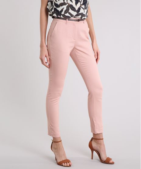 Calca-Feminina-Skinny-em-Piquet-com-Cinto-Rose-8654154-Rose_1