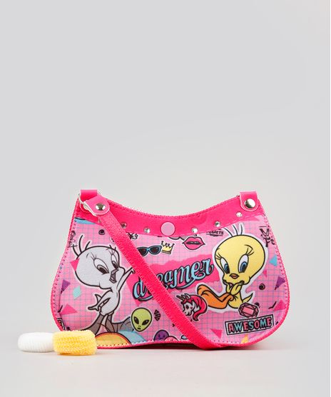 Bolsa-Infantil-Estampada-Piu-Piu---Elasticos-de-Cabelo-Rosa-9127465-Rosa_1