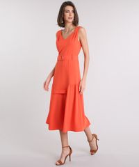 Vestido-Feminino-Midi-com-Cinto-Decote-V-Laranja-9087177-Laranja_3