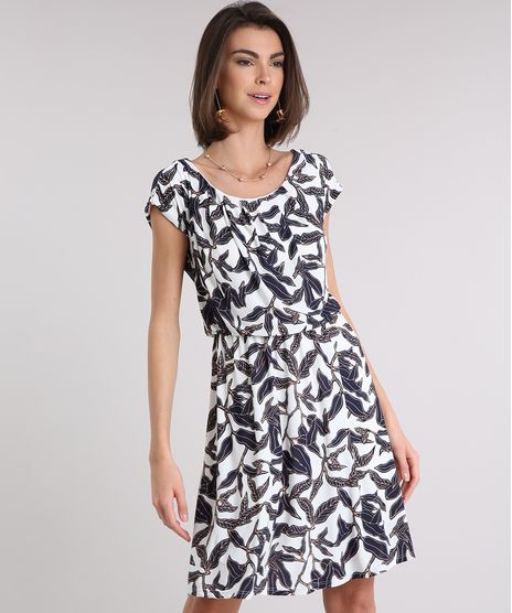 Vestido-Feminino-Estampado-de-Folhagem-Curto-Manga-Curta-Branco-9229948-Branco_1