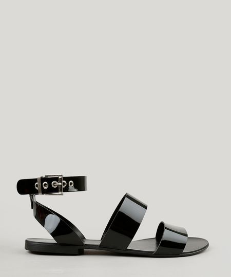 Rasteira-Feminina-em-Verniz-com-Tiras-Preta-9239898-Preto_1