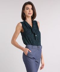 Regata-Feminina-Estampada-de-Folhagem-com-Gola-Laco-Verde-9109061-Verde_1