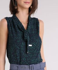 Regata-Feminina-Estampada-de-Folhagem-com-Gola-Laco-Verde-9109061-Verde_4