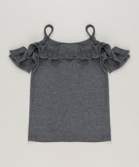 Blusa-Infantil-Canelada-Open-Shoulder-com-Babados-Manga-Curta-Decote-Redondo-Cinza-Mescla-Escuro-9222501-Cinza_Mescla_Escuro_2