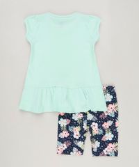 Conjunto-Infantil-de-Blusa-Estampada-de-Sorvete-com-Babado-Manga-Curta-Verde-Claro---Bermuda-Estampada-Floral-em-Algodao---Sustentavel-Azul-Marinho-9235609-Azul_Marinho_2